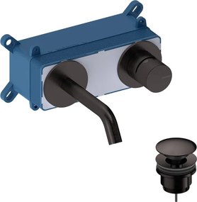 Rubinetto per lavabo Loop K a parete per lavabo bocca 14cm + corpo incasso + piletta di scarico metal gun
