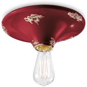 Plafoniera Vintage Tonda Grande Ceramica Bordeaux 1 Luce E27