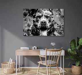 Quadro su tela – Illustrazione di cane in bianco e nero