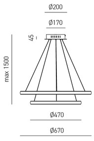 Sospensione Moderna Iole Alluminio Titanio E Silicone Led 2 Luci 42W