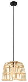 Lampadario Natura Glyneath nero paralume marrone E27 Ø37.5cm EGLO