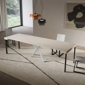 Consolle allungabile Libo - Bianco frassino gambe bianche 90x40/300 cm