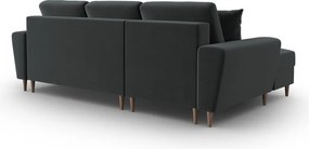 Divano angolare grigio scuro allungabile e con contenitore (con penisola a sinistra/con chaise lounge) con rivestimento in velluto Kyoto – Cosmopolitan Design