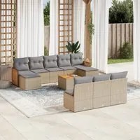 Set Divani da Giardino 11 pz con Cuscini Beige in Polyrattan 3228075