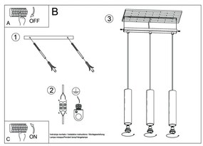 Lampadario nero in metallo Castro – Sollux