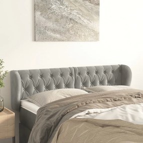 Testiera Ad Orecchio Grigio Chiaro 147x23x78/88 Cm İn Velluto /