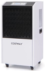 Costway Deumidificatore commerciale 118L con tubo di scarico, Deumidificatore per impieghi gravosi per spazi fino a 790㎡ Bianco