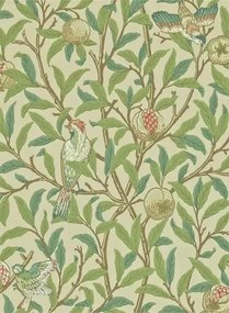Morris & Co Carta da parati Bird & Pomegranate - Bayleaf/ Cream