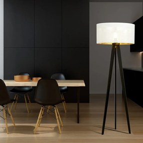 Lampada da Terra in Acciaio e Tessuto ASTON 1 E27 Colore del corpo Bianco e Oro