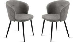 Sedia imbottita in tessuto Grigio Chiaro e sruttura in metallo RUMBLE 2 sedie