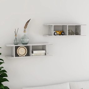 Mensole A Parete 2 Pz Grigio Cemento 75x18x20 Cm İn Multistrato /