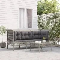 Set Divani da Giardino 4 pz con Cuscini in Polyrattan Grigio 3187475