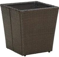 Tavolino Marrone 41,5x41,5x44cm in Polyrattan e Vetro Temperato 310558