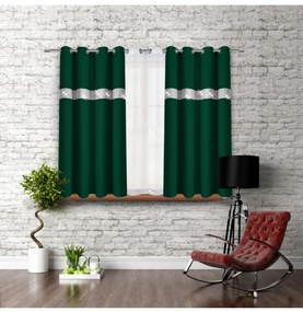 Tenda su anelli con zirconi 140x160 cm verde bottiglia