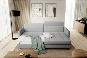 Divano angolare grigio allungabile/con contenitore (con penisola a destra/con chaise lounge) e rivestimento in bouclé Gomsi – ELTAP