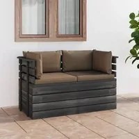 Divano da Giardino 2 Posti su Pallet con Cuscini Massello Pino 3061739