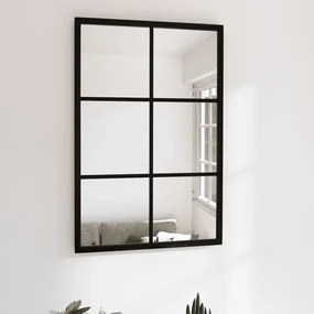 Specchio Da Parete Nero 60x40 Cm İn Metallo /