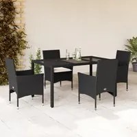 Set da Pranzo da Giardino con Cuscini 5 pz Polyrattan e Vetro 3278539