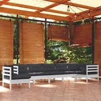 Set Divani da Giardino 8 pz con Cuscini Bianchi Legno di Pino cod mxl 44414