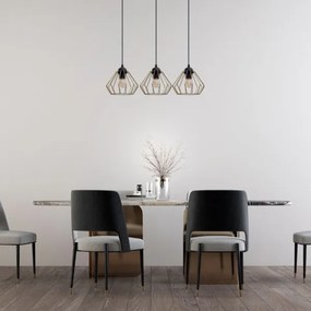 Lampadario a sospensione con filo CEED GOLD 3xE27/60W/230V nero/oro