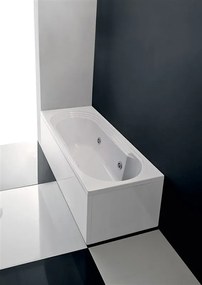 Vasca idromassaggio 170x70 sinistra 6 Jet Whirpool due pannelli bianco con rubinetteria Treesse Cristina