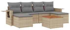 Set divano da giardino 7 pz con cuscini beige misto polyrattan