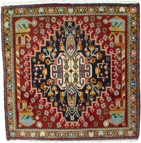 Shiraz Tappeto persiano 60 x 60 Rosso (Iran) Annodato A Mano