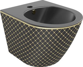 Mexen Lena bidet sospeso, nero opaco/motivo a griglia dorato - 35224879