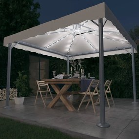 Gazebo Con Stringa Di Luci Led 300x300 Cm Crema İn Alluminio /