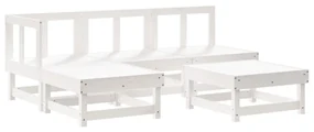Set divani da giardino 5pz con cuscini in legno massello bianco