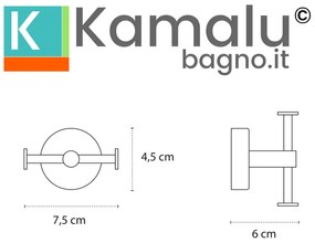 Kamalu - Appendiabiti bagno con doppio gancio laterale in acciaio inox nero opaco | Monde-N