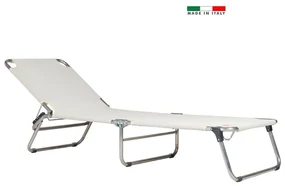 Lettino senza cuscino Sun FIAM in alluminio grigio e seduta beige