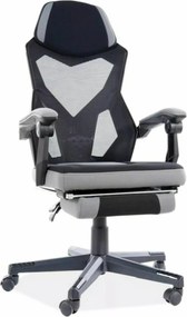 Sedia da ufficio Q-939 nera e grigia con poggiapiedi – 56x48x108 cm
