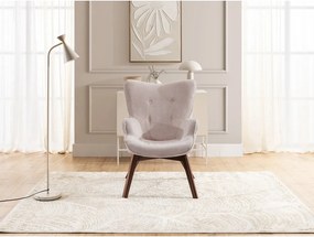 Poltrona con poggiapiedi rosa chiaro con rivestimento in velluto a coste Niko – Ropez
