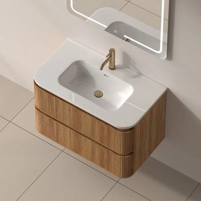 Mobile bagno 80 cannettato con lavabo incasso ceramica | KAM-NORTH-80C - KAMALU