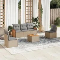 Set Divano da Giardino 6 pz con Cuscini Beige in Polyrattan 3227536