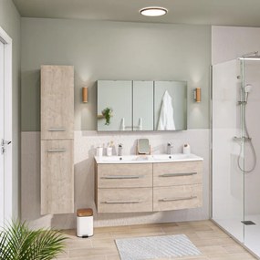 Mobile sottolavabo e lavabo Perla per doppia vasca rovere chiaro L 121 x H 53.7 x P 47.5 cm 4 cassetti