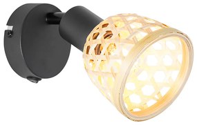 Faretto orientale nero con bambù e interruttore - Rayan