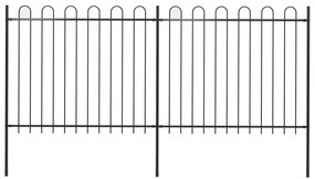 Recinzione Da Giardino Con Punta Tonda Acciaio 3,4x1,5 M Nera /