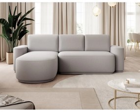 Divano angolare grigio chiaro allungabile/con contenitore (con penisola a sinistra/con chaise lounge) e rivestimento in ciniglia Aurumm – ELTAP