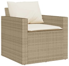 Set divano da giardino 6 pz con cuscini beige in polyrattan