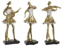 Statua Decorativa DKD Home Decor Musica 20 x 12 x 41,5 cm Ballerina Dorato Romantico (3 Unità)