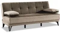 Divano letto Dfortin, Divano letto a 3 posti con piedini in metallo nero , Sof da soggiorno in tessuto imbottito con apertura click-clack, 190x87h97 cm, Grigio E Marrone