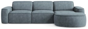 Divano angolare blu polveroso (con penisola a destra/con chaise lounge) con rivestimento in ciniglia Omao – Makamii