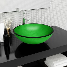 Lavandino İn Vetro Temperato 42x14 Cm Verde /