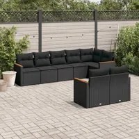 Set Divani da Giardino con Cuscini 8 pz Nero in Polyrattan 3258548