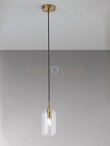 Sospensione in metallo e vetro trasparente coro attacco e14 d.11x18...