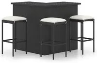 Set da Bar da Giardino 4 pz con Cuscini in Polyrattan Nero 3064923