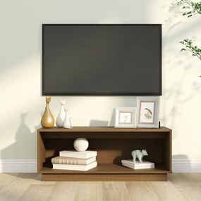 Mobile porta tv miele 90x35x35 cm in legno massello di pino