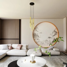 Lampadario a Sospensione in Acciaio SELTER 3 PREMIUM Nero e Oro 3xG9